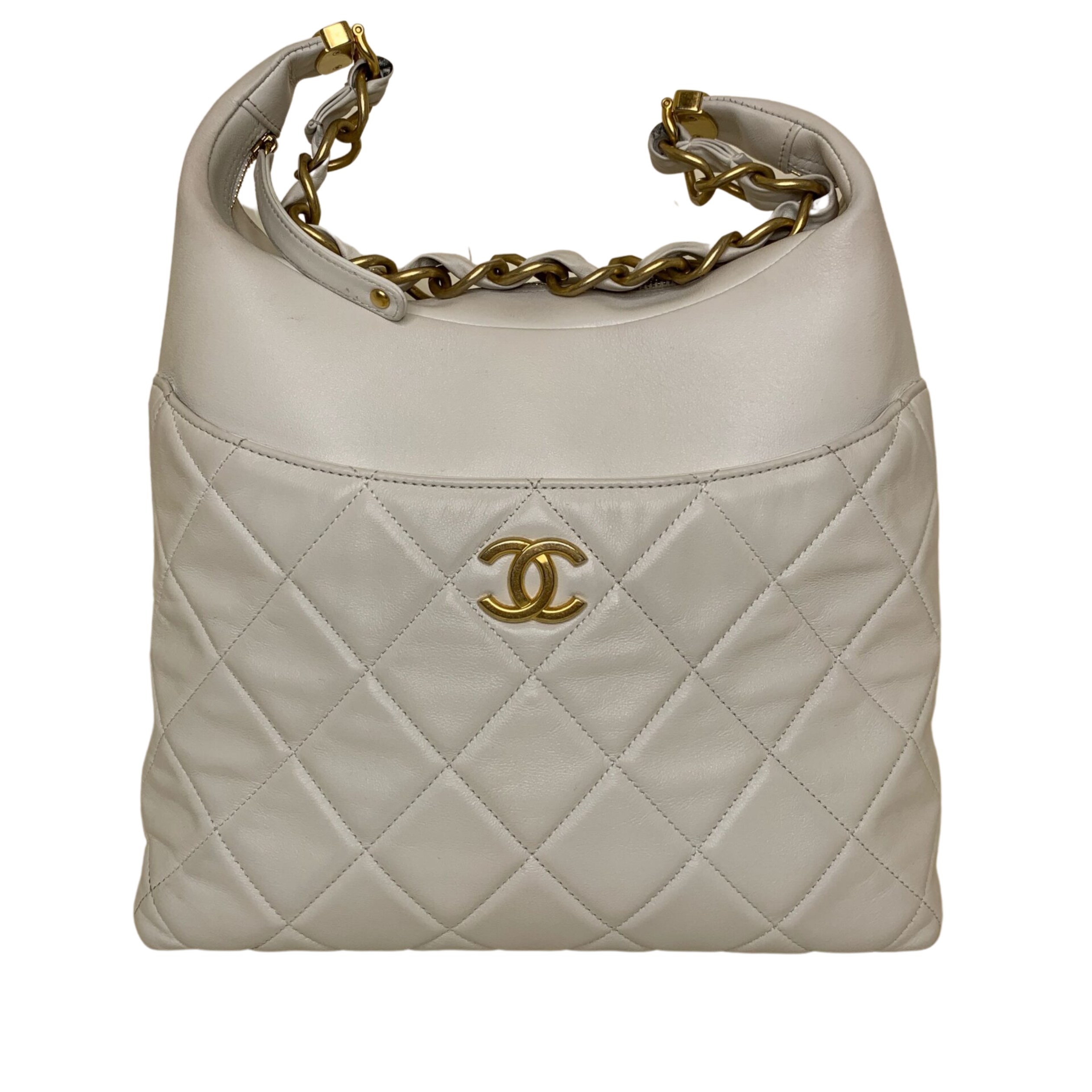 CHANEL White Veau / MJPV Calfskin Hobo Bag – The Luxury Lady