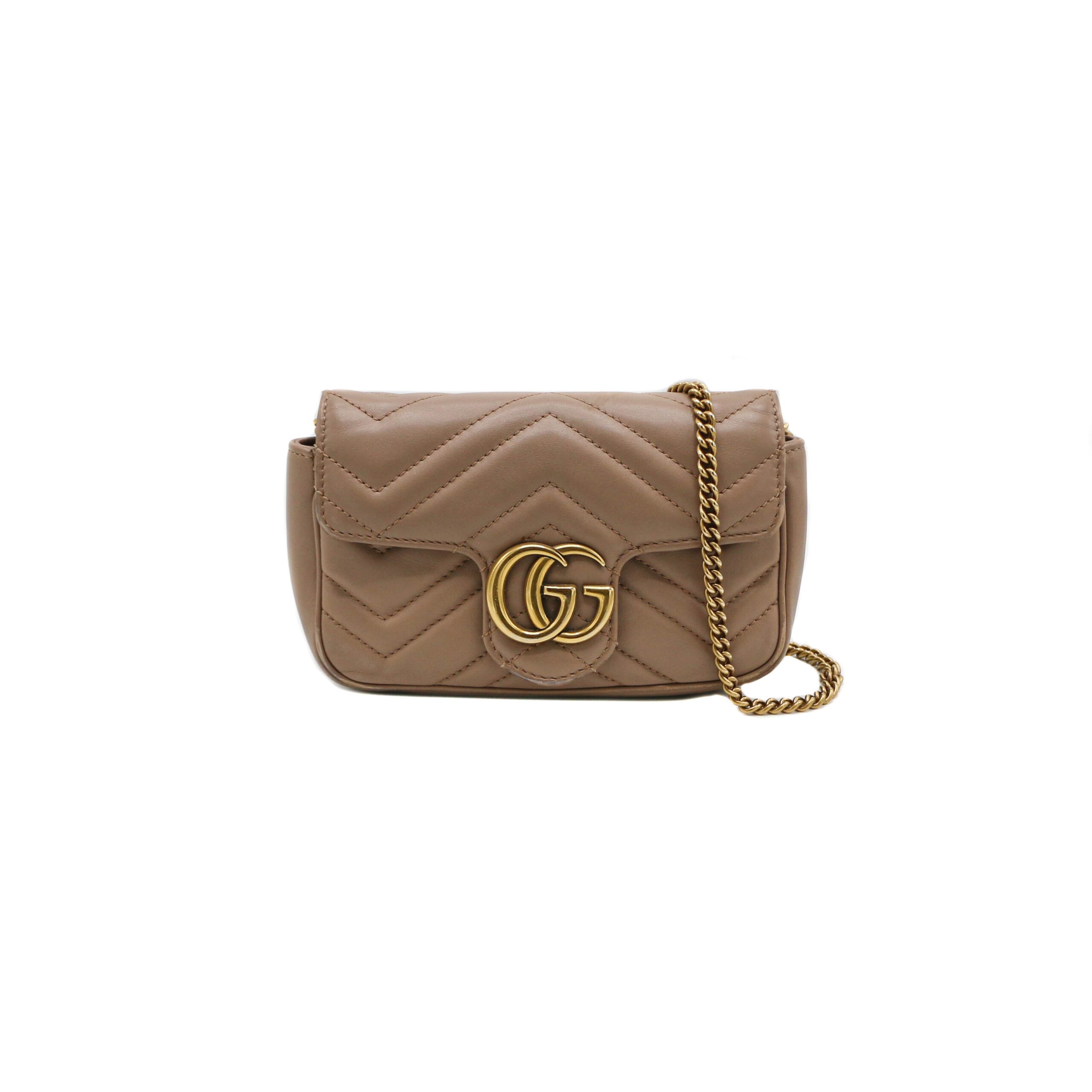 GG Marmont leather key case in Beige Pink GG Canvas Leather