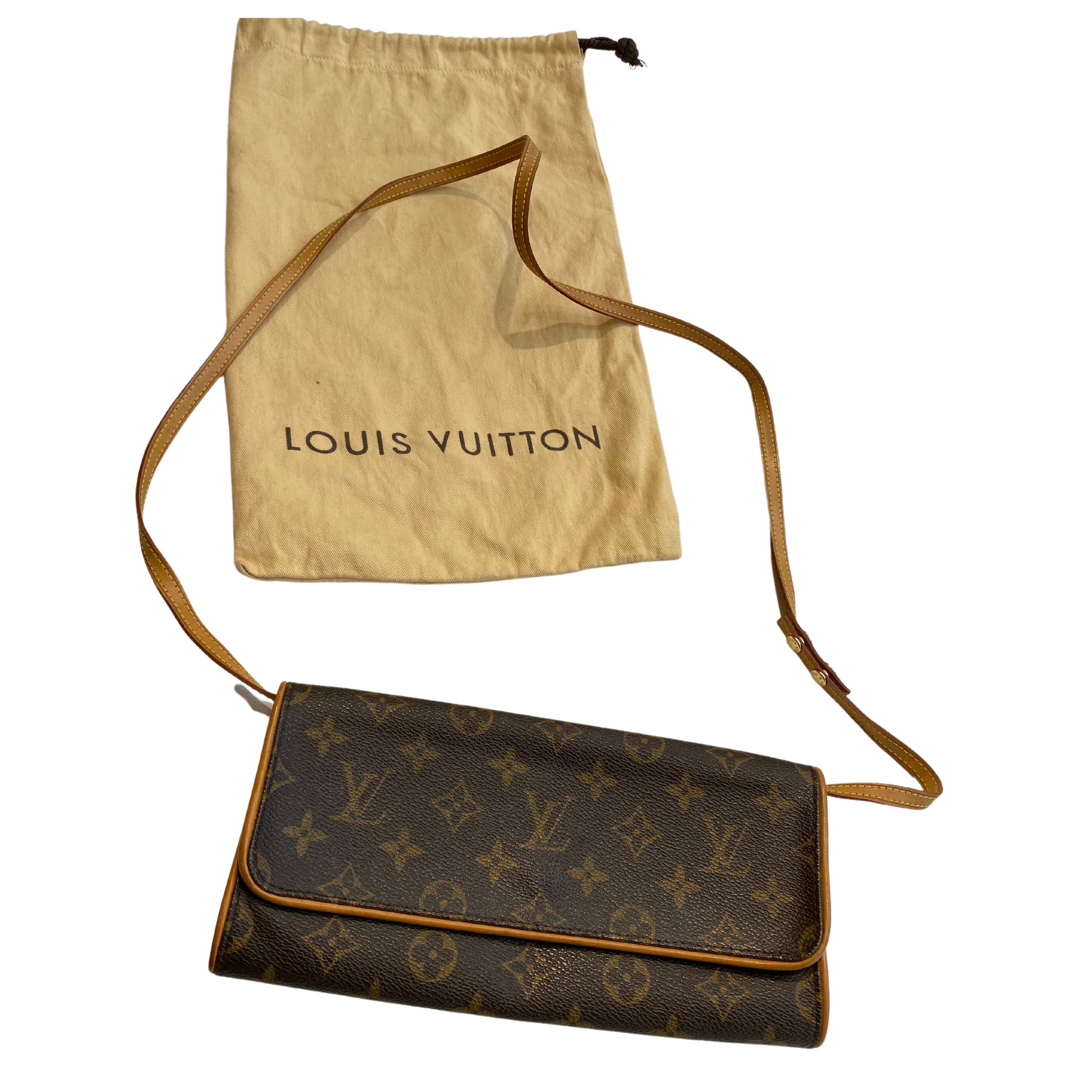 Authentic Louis Vuitton Monogram Pochette Twin GM Shoulder Bag CA1010 in  2023