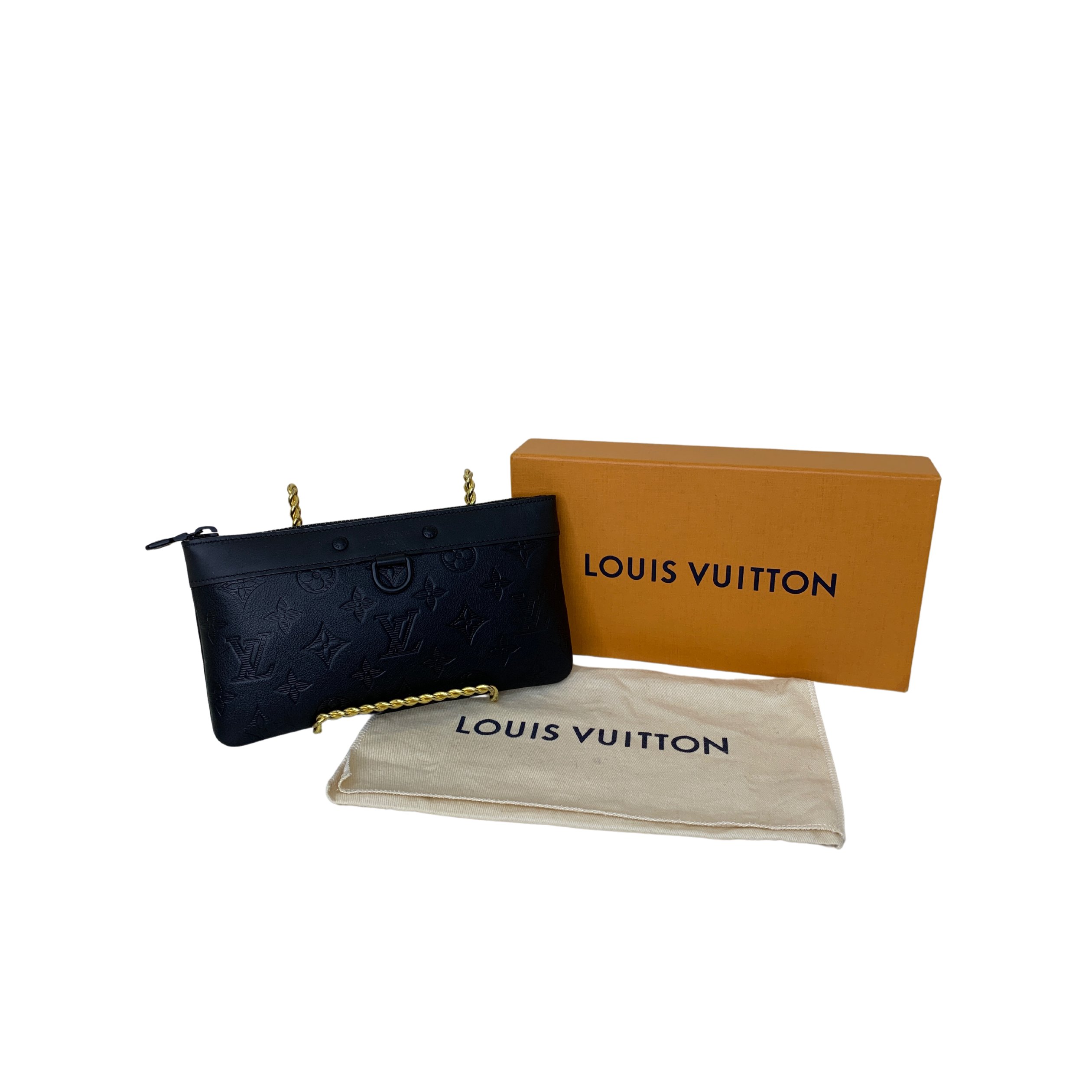 LOUIS VUITTON Black Monogram Leather Slim Pouch – The Luxury Lady